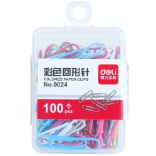 得力 0024 彩色回形針 29mm 混色 100枚/盒